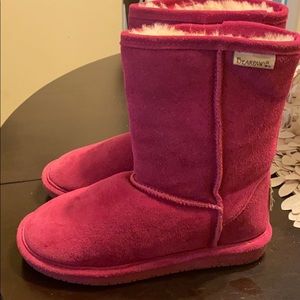 Women’s dark pink bear paw boots